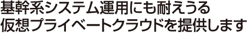 基幹系システム運用にも耐えうる仮想プライベートクラウドを提供します